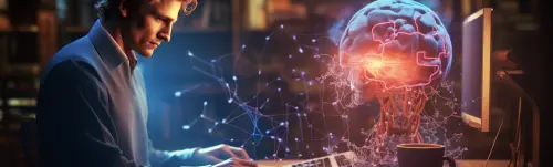 man at computer using artificial intelligence